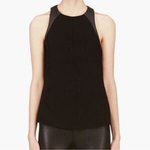 Rag & Bone Sleeveless Black Top Vegan Leather Trim S
